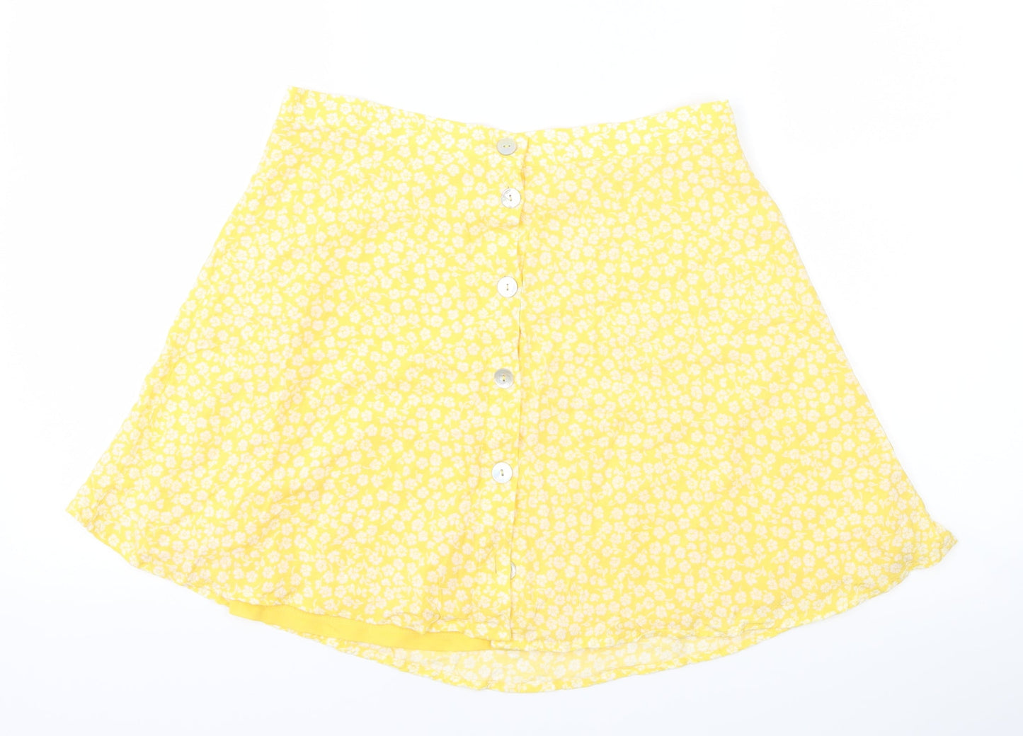 Preworn Womens Yellow Floral  A-Line Skirt Size 28 in