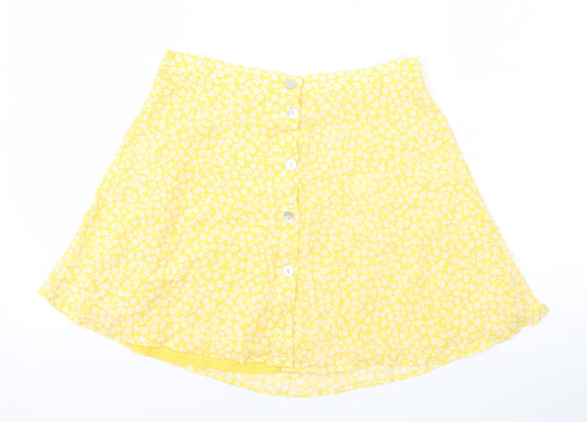 Preworn Womens Yellow Floral  A-Line Skirt Size 28 in