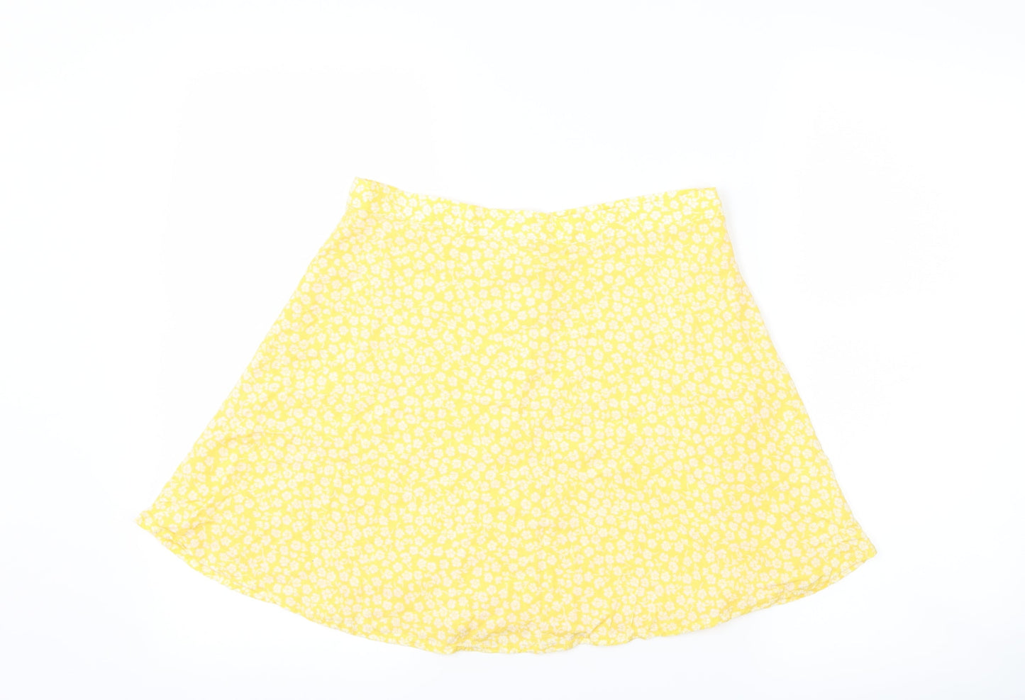 Preworn Womens Yellow Floral  A-Line Skirt Size 28 in
