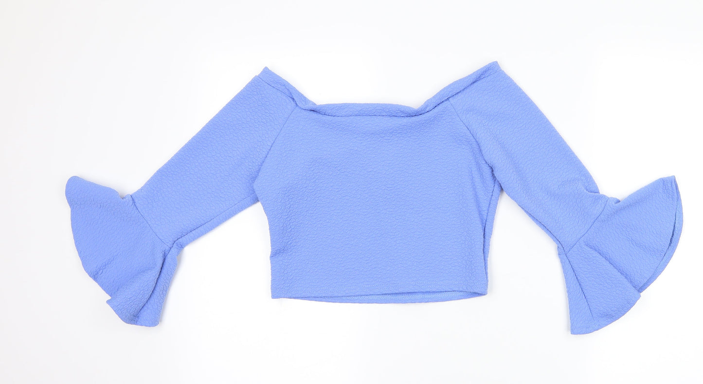 Kiah Womens Blue   Cropped T-Shirt Size 12