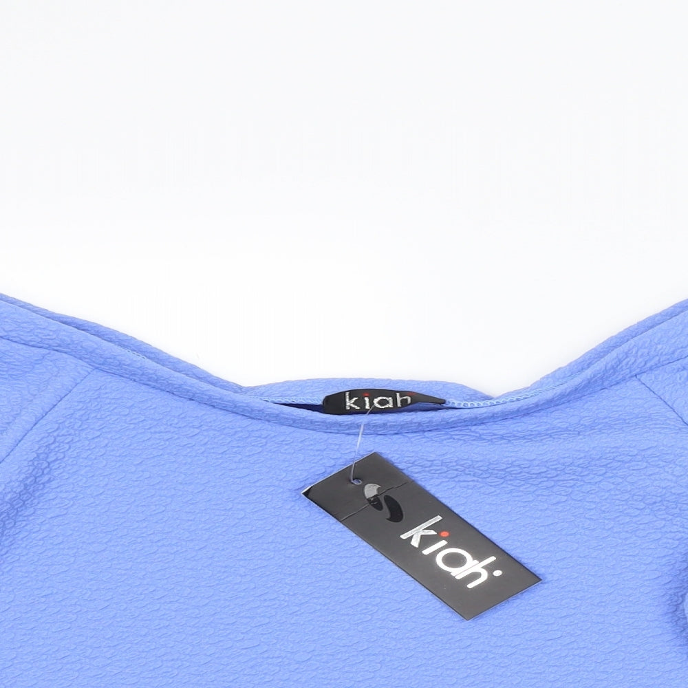 Kiah Womens Blue   Cropped T-Shirt Size 14