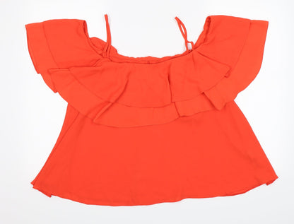 Additional front view of Pimark women’s orange basic blouse, size UK 16