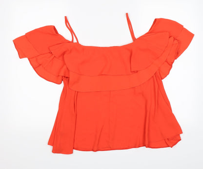 Back view of Pimark women’s orange basic blouse, size UK 16