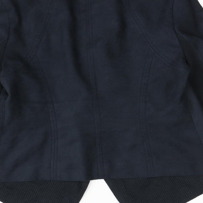 Brand and care label for Next women’s blue jacket, size UK 10