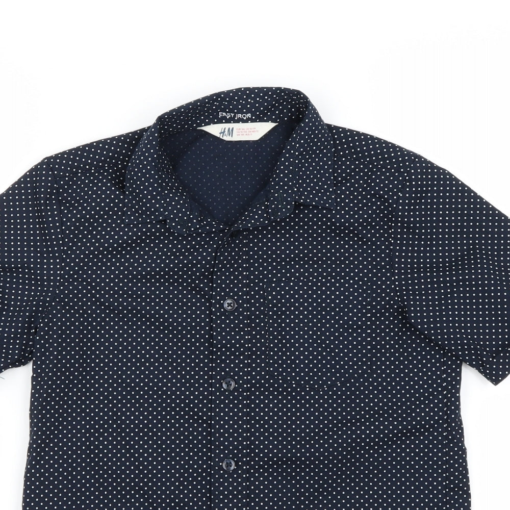 H&M Boys Blue Polka Dot  Basic Button-Up Size 8-9 Years
