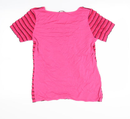 Back view of Moda women’s pink basic t-shirt, size UK 12
