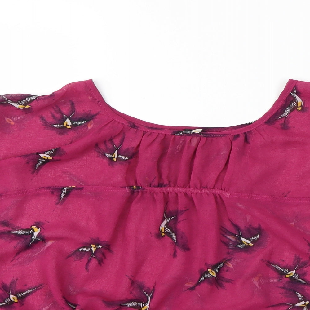 intuition Womens Pink Animal Print  Basic Blouse Size 18