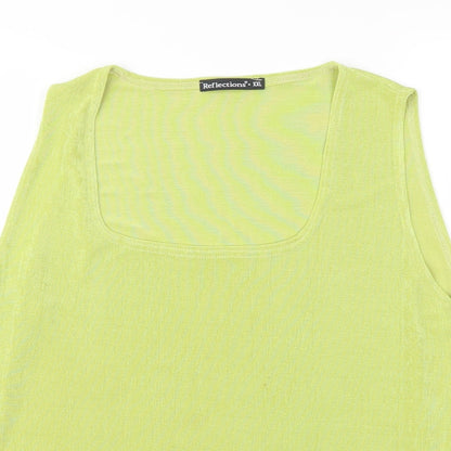 Close-up detail of Reflections women’s green basic tank, size 2XL