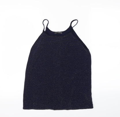 Front view of Atmosphere women’s blue basic tank, size UK 10