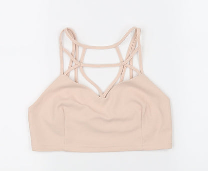Additional front view of Vera & Lucy women’s pink cropped tank, size M