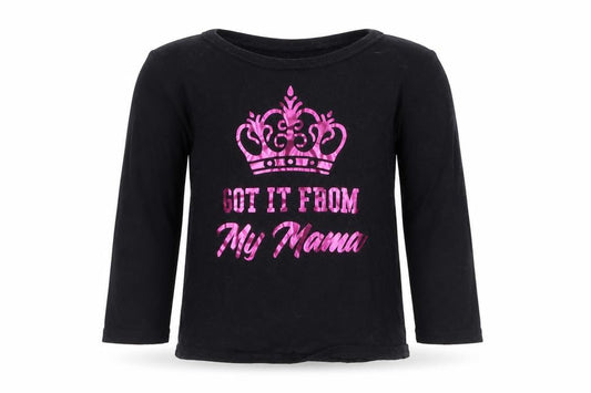 Front view of The Children's Place girls’ black basic t-shirt, size 3, years