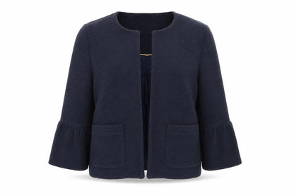 Front view of Per Una women’s blue jacket, size UK 10