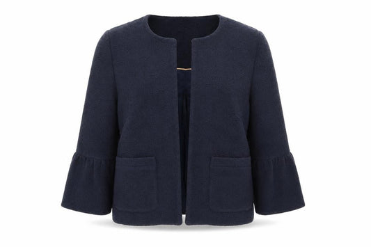 Front view of Per Una women’s blue jacket, size UK 10