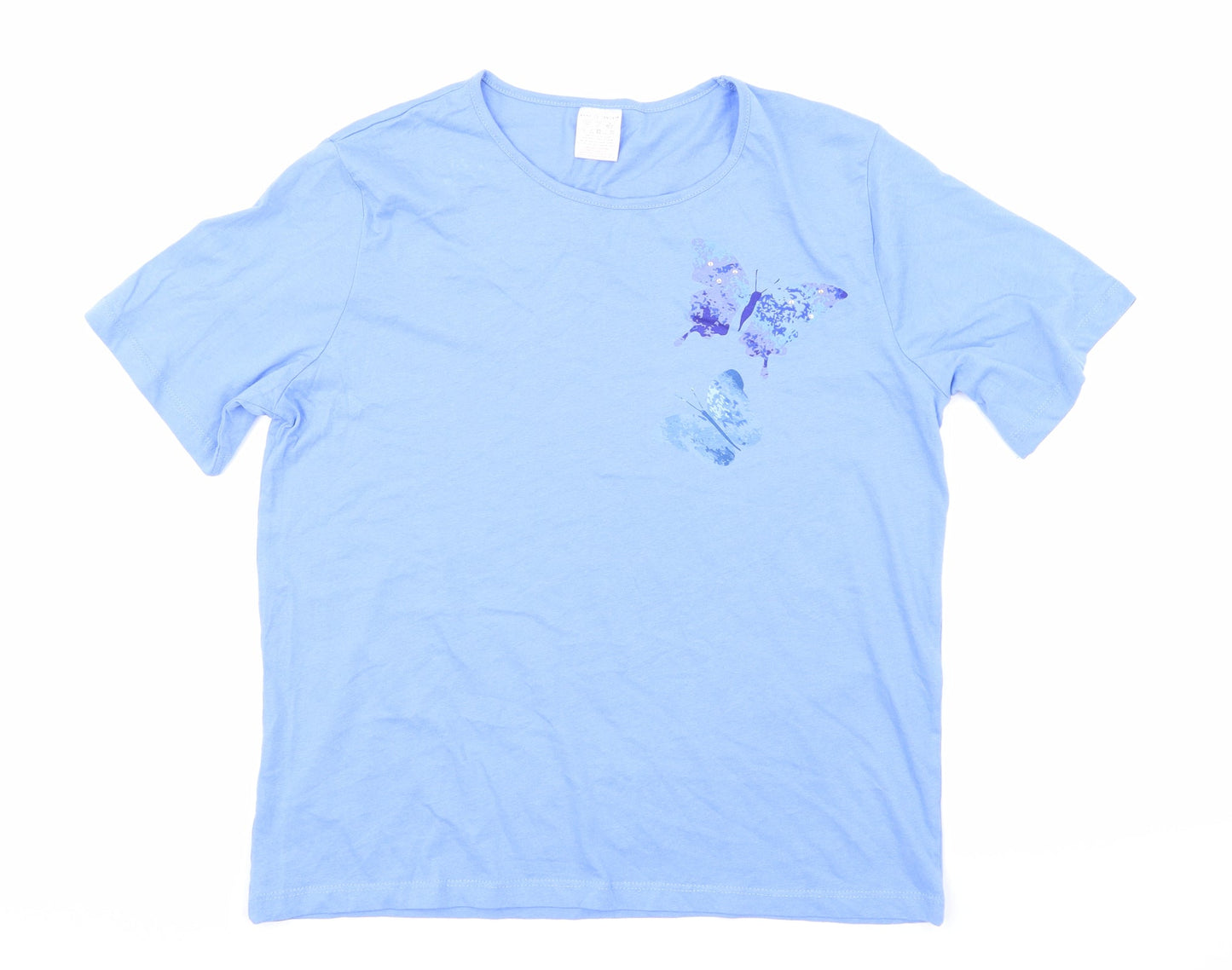 Anne De Lancay Womens Blue   Basic T-Shirt Size 14