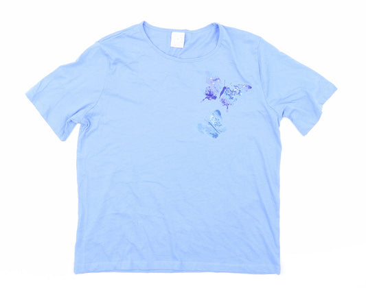 Anne De Lancay Womens Blue   Basic T-Shirt Size 14