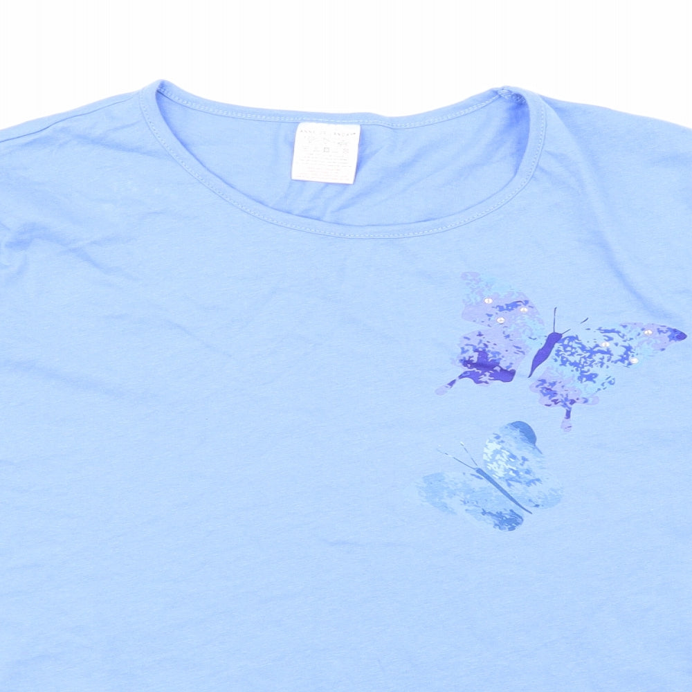 Anne De Lancay Womens Blue   Basic T-Shirt Size 14