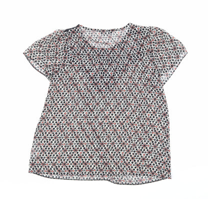 Back view of Miss Selfridge women’s black geometric basic blouse, size UK 8