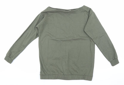 Additional front view of Boohoo women’s green pullover sweatshirt, size S