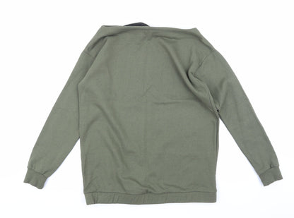 Back view of Boohoo women’s green pullover sweatshirt, size S