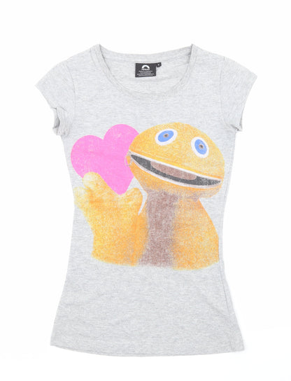Additional front view of Rainbow women’s grey basic t-shirt, size UK 6