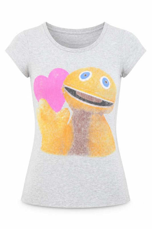 Front view of Rainbow women’s grey basic t-shirt, size UK 6