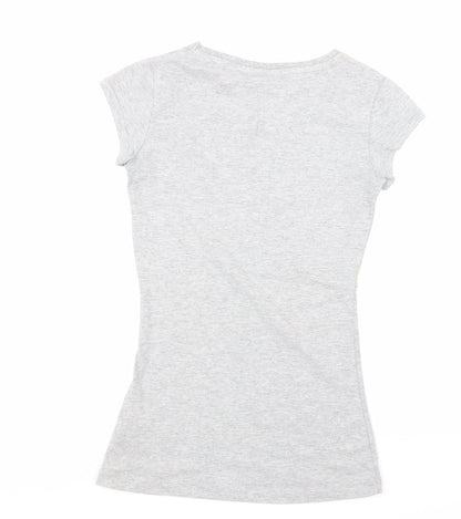Back view of Rainbow women’s grey basic t-shirt, size UK 6