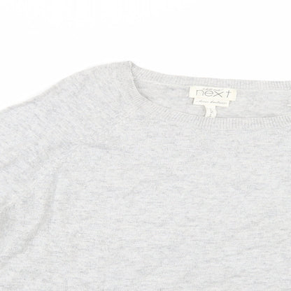 Close-up detail of Next women’s grey jumper, size UK 14, - crop jumper
