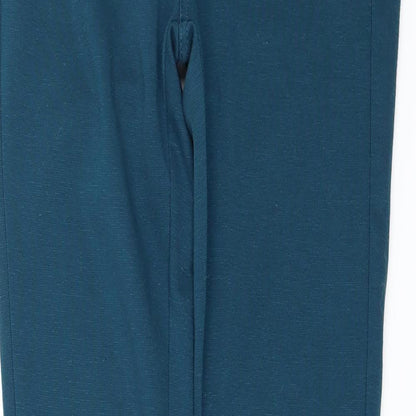 Close-up detail of Denim & Co. women’s blue trousers, size UK 8, 31-inch leg