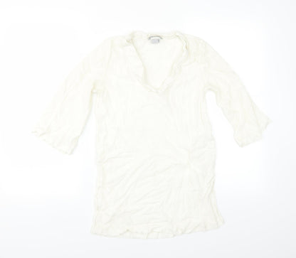 Additional front view of H&M women’s ivory basic blouse, size UK 12