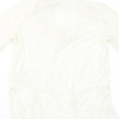 Brand and care label for H&M women’s ivory basic blouse, size UK 12