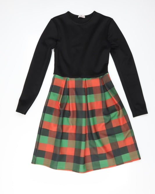 Want That Trend Womens Black Check  Fit & Flare  Size 8