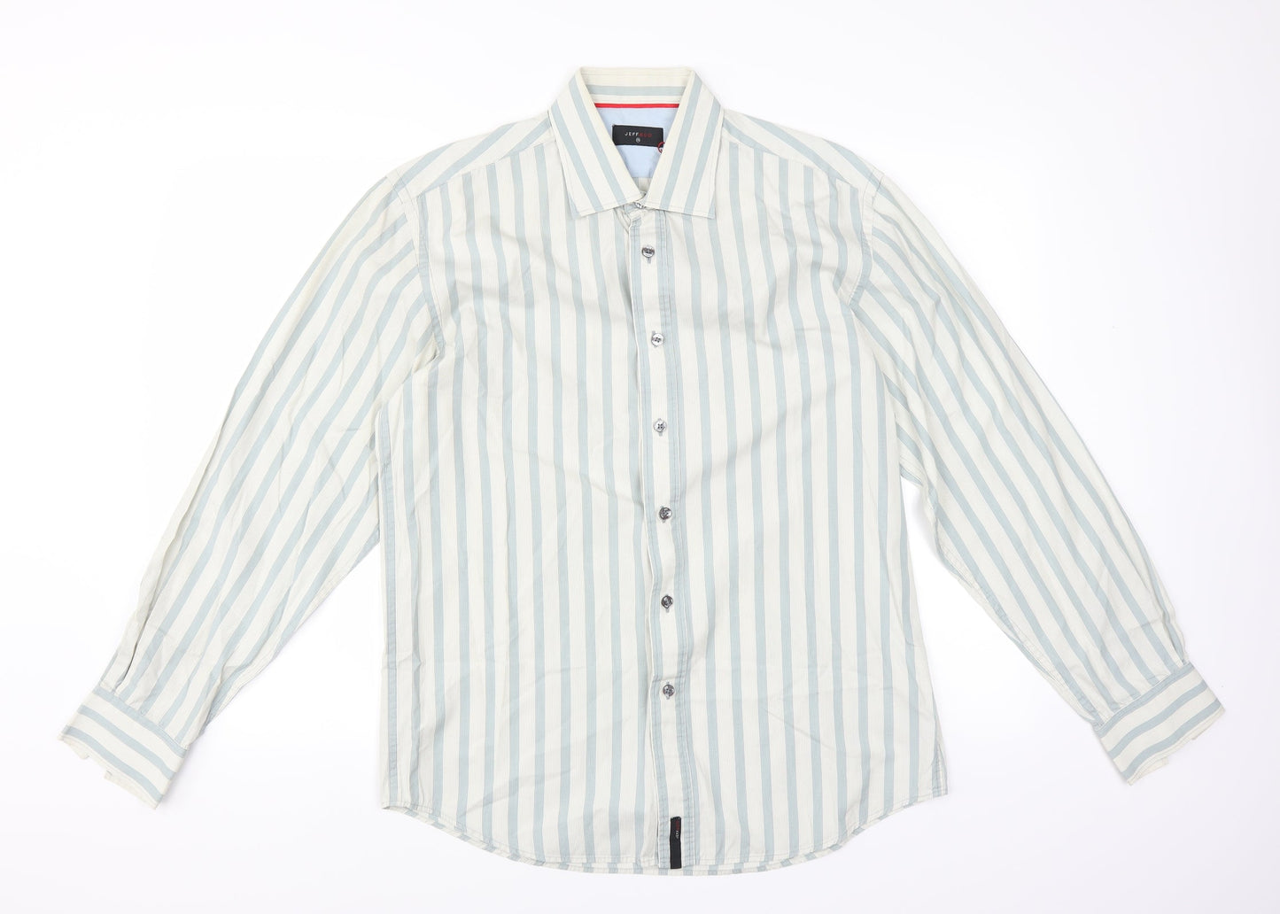 Jeff & Co Mens Green Striped   Button-Up Size M