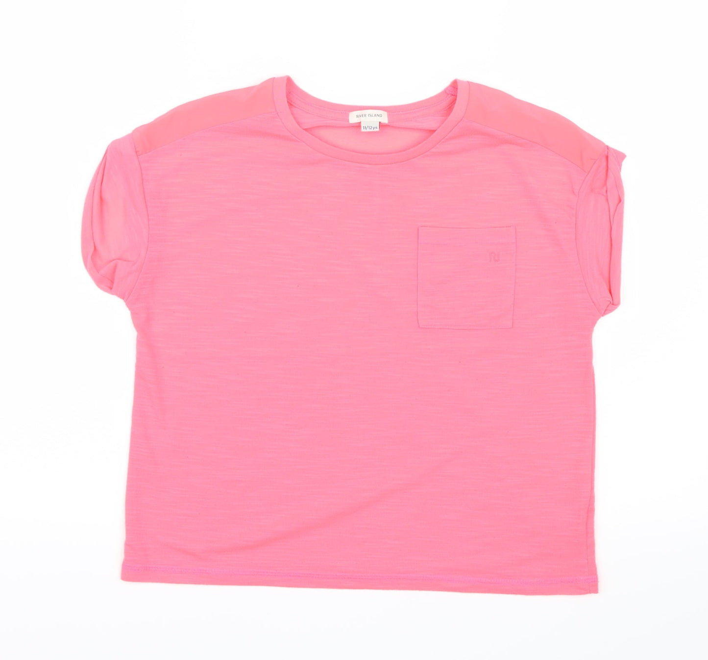 River Island Girls Pink   Basic T-Shirt Size 11-12 Years  - Neon