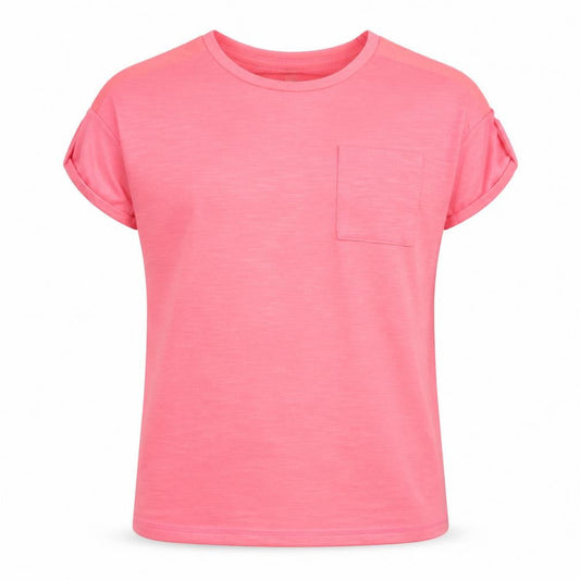 Front view of River Island girls’ pink basic t-shirt, size 11-12, years - neon