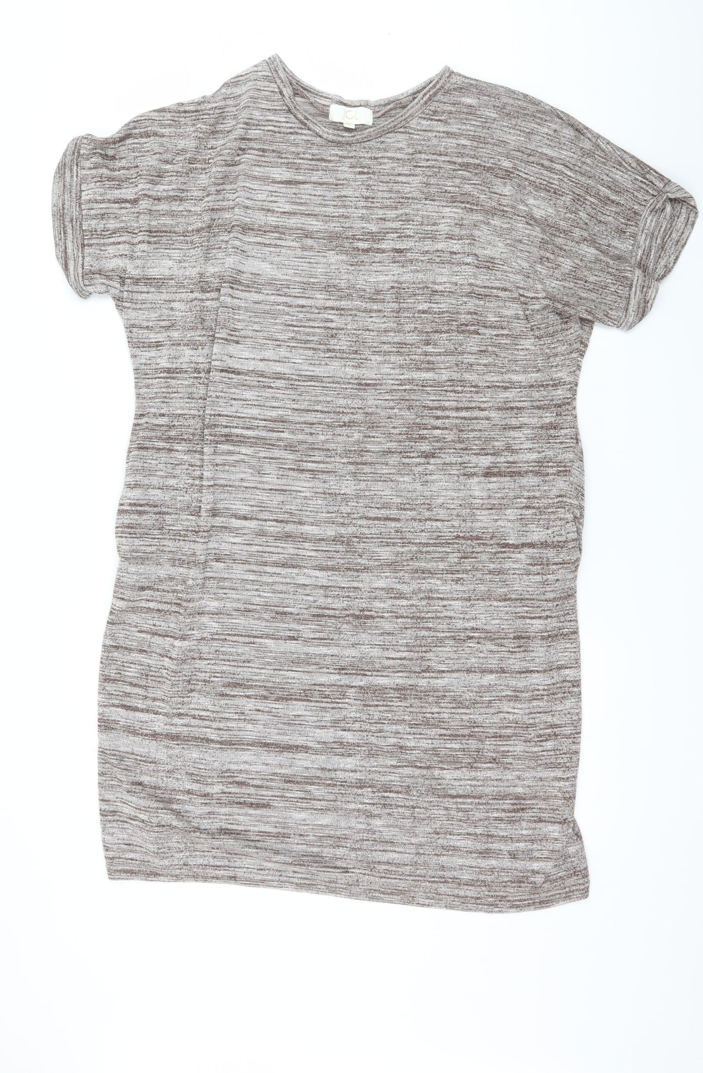 JCL Womens Brown Striped Jersey Basic T-Shirt Size M