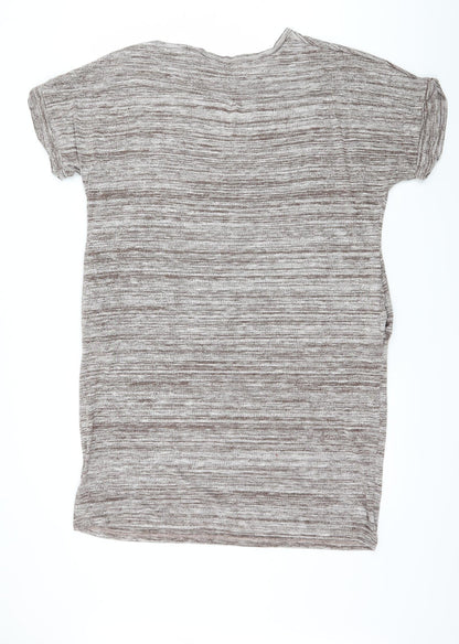 Back view of JCL women’s brown striped jersey basic t-shirt, size M