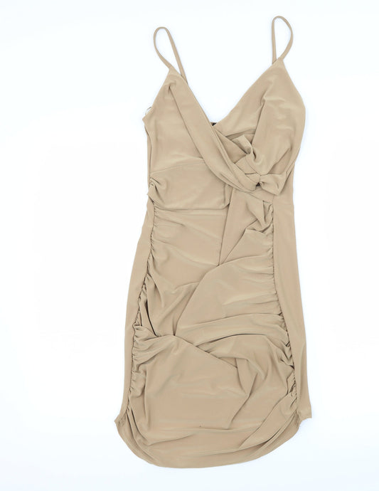 Kiah Womens Beige   Slip Dress  Size 12  - Ruched