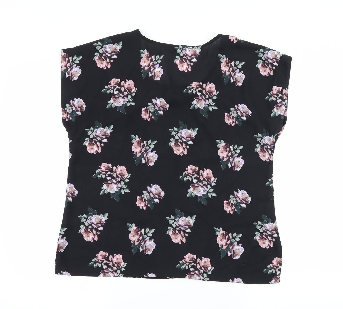 Select Womens Black Floral  Basic Blouse Size 12