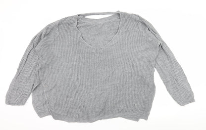Back view of Boohoo women’s grey knit jumper, size UK 18