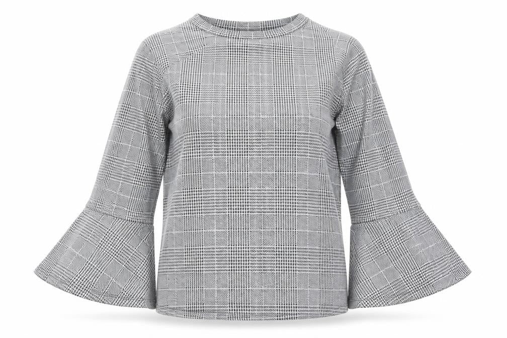 H&M Womens Grey Check Jersey Pullover Sweatshirt Size M