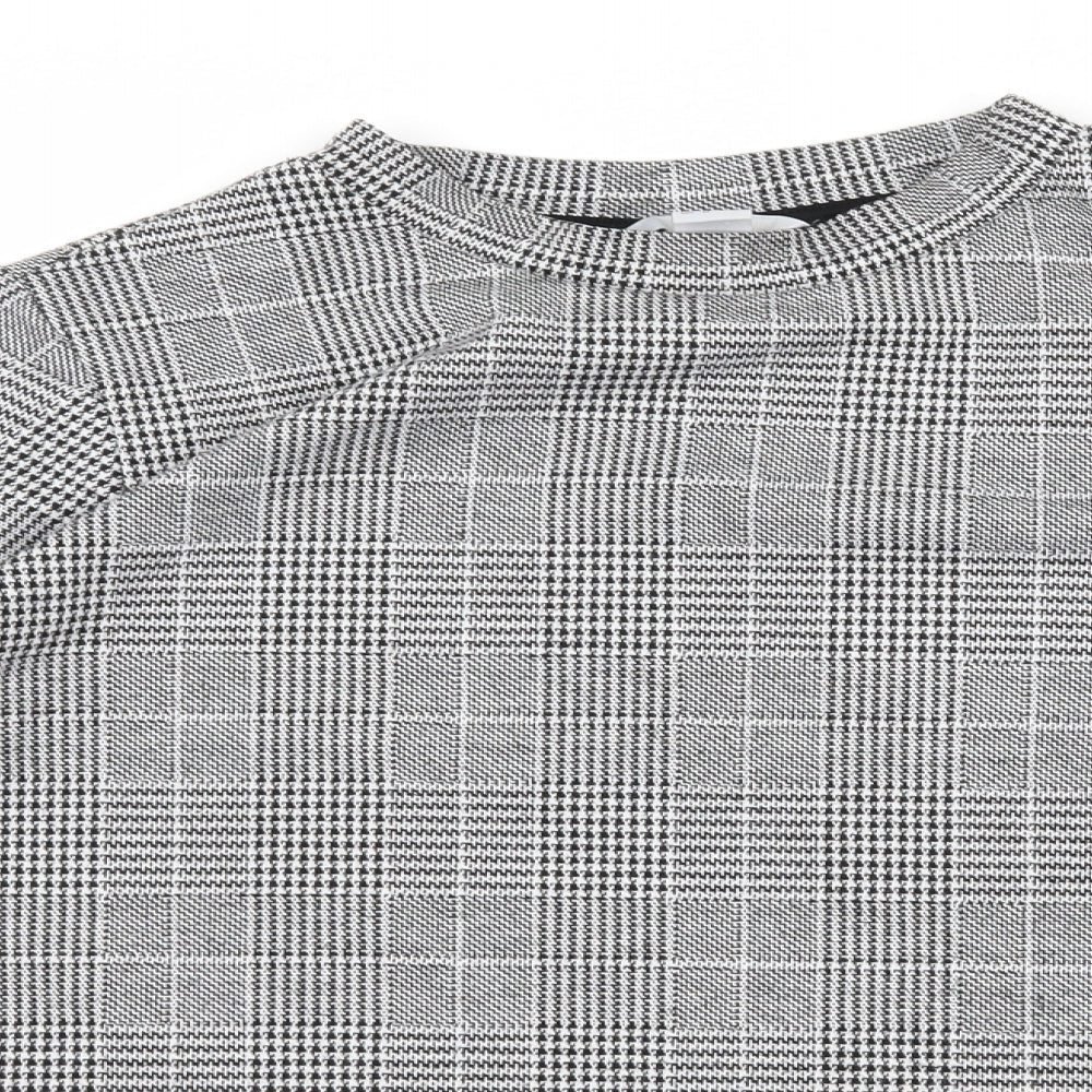 H&M Womens Grey Check Jersey Pullover Sweatshirt Size M