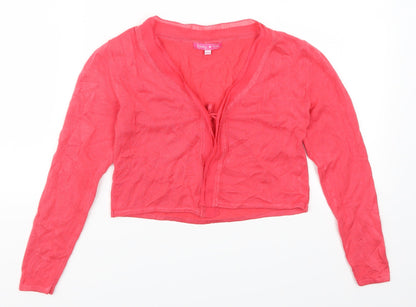 Additional front view of Derhy Kids girls’ pink cardigan jumper, size 11-12, years