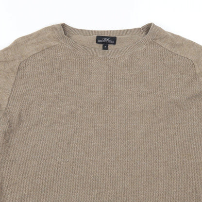 Close-up detail of Next men’s brown jumper, size M