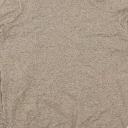 Brand and care label for Next men’s brown jumper, size M