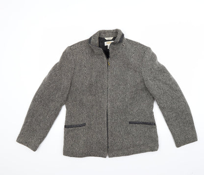 Additional front view of Talbots women’s grey houndstooth jacket coat, size UK 12
