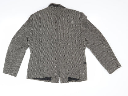 Back view of Talbots women’s grey houndstooth jacket coat, size UK 12