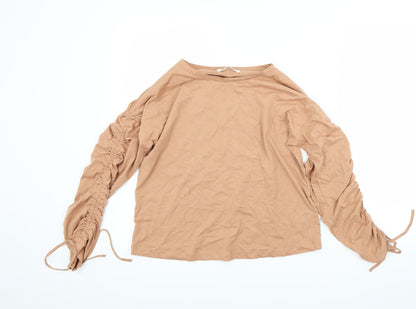 Additional front view of Mango women’s beige basic t-shirt, size S