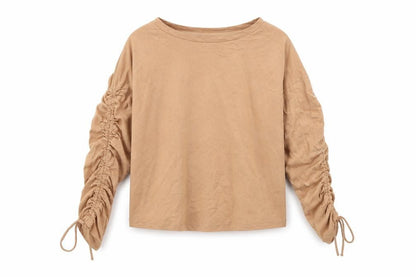 Front view of Mango women’s beige basic t-shirt, size S