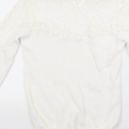 Brand and care label for tesini women’s white jumper, size UK 12