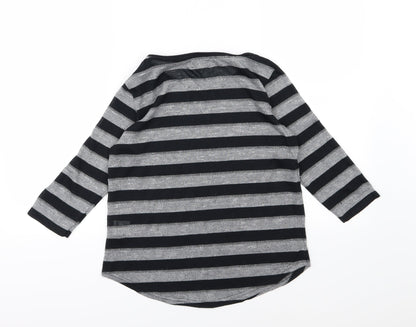Back view of Papaya women’s grey striped knit jumper, size UK 10
